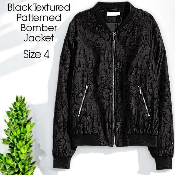 H&M Black Lightweight Patterned Bomber Jacket - Picture 15 of 15